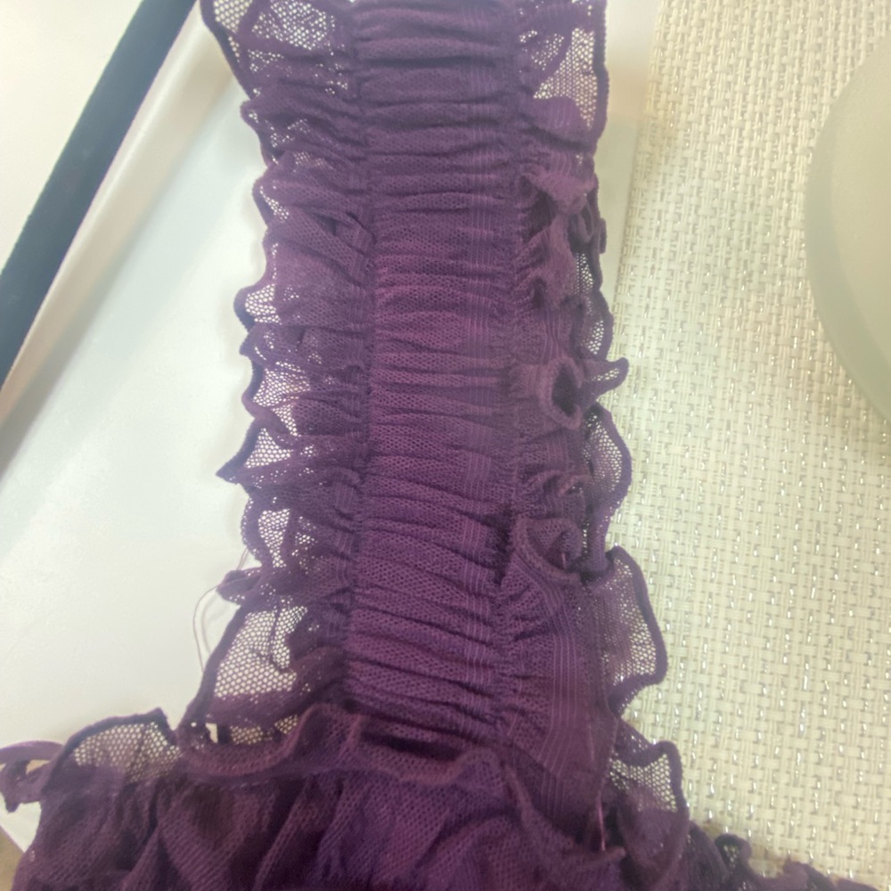 BNWT Max Studio London Deep Plum Lace and Ruffle Maxi Dress